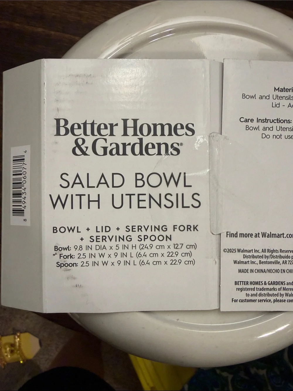Better Homes & Gardens Salad Bowl with utensils